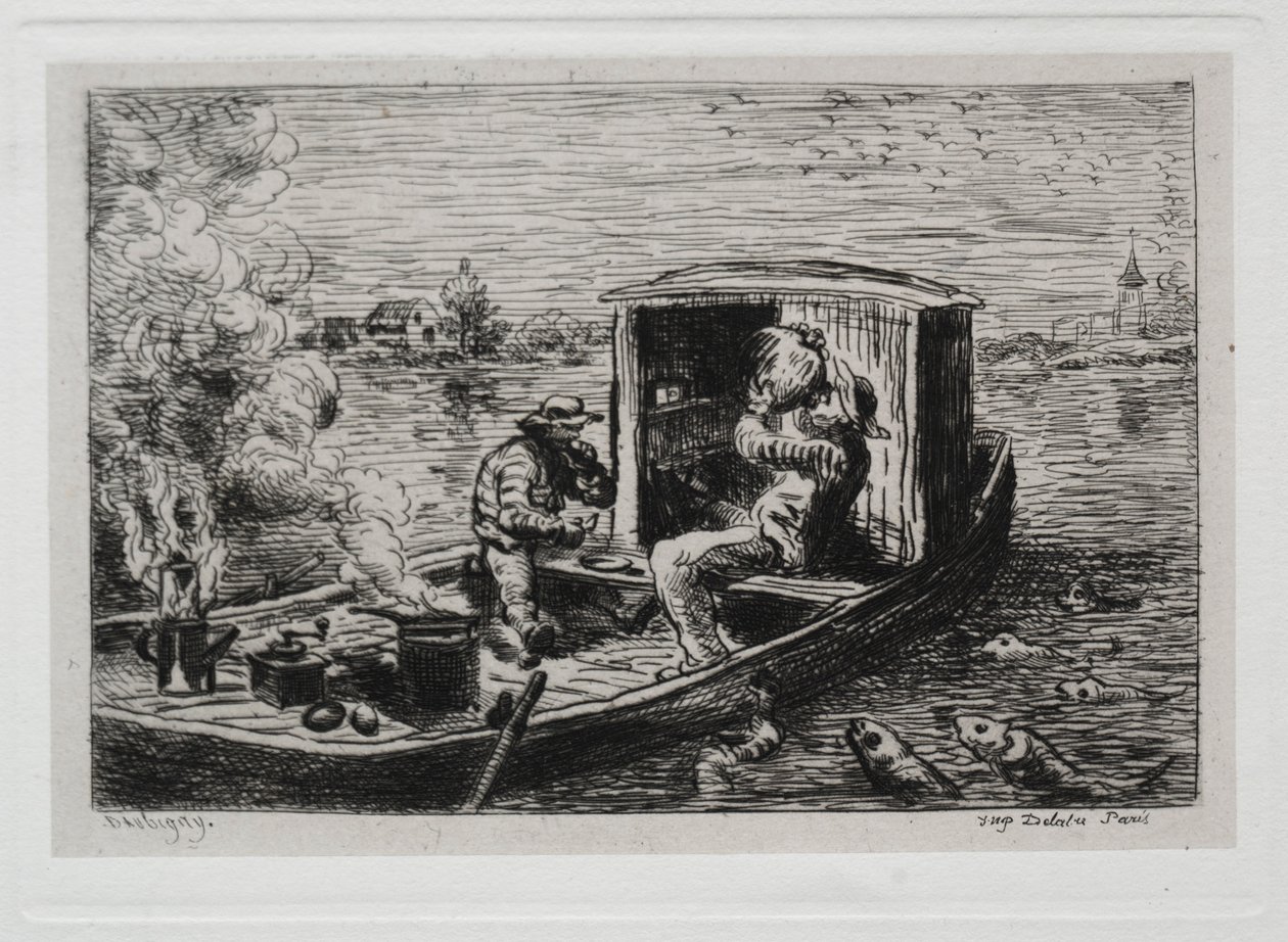 Le voyage en bateau : Festin ou déjeuner sur le bateau, 1861 - Charles Francois Daubigny