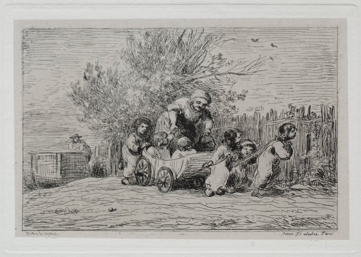 Le Voyage en Bateau : Héritage de la Charrette (Les Enfants avec la Charrette) - Charles Francois Daubigny