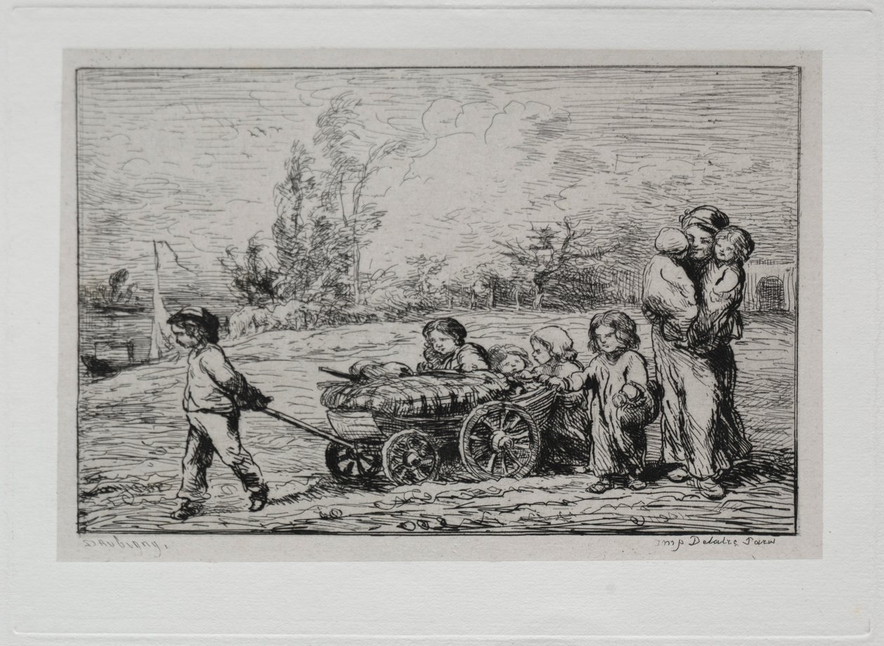 La promenade en bateau : Emménagement dans Le Botin, 1861 - Charles Francois Daubigny
