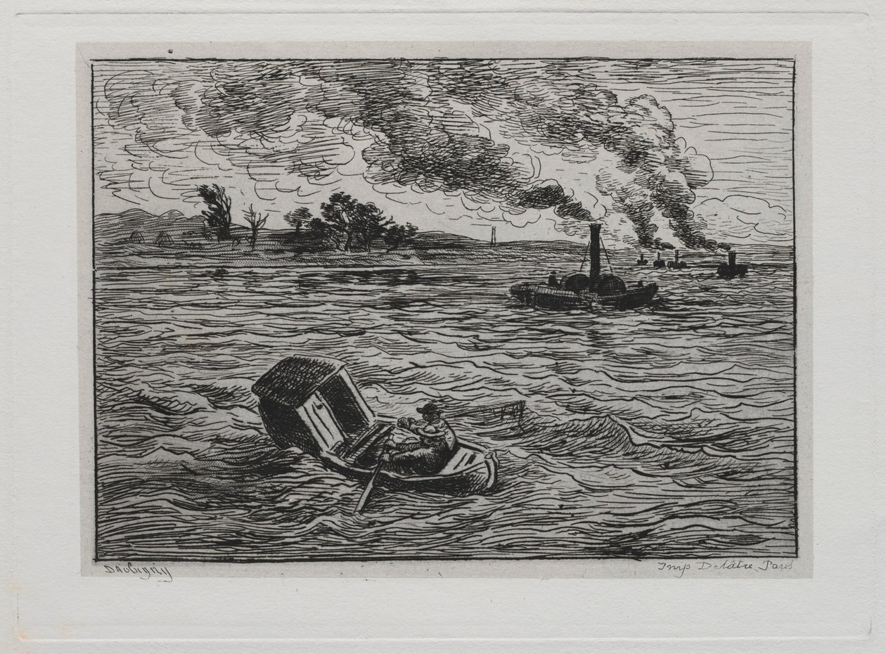 Le voyage en bateau : Les bateaux à vapeur ou Attention aux vapeurs, 1861 - Charles Francois Daubigny