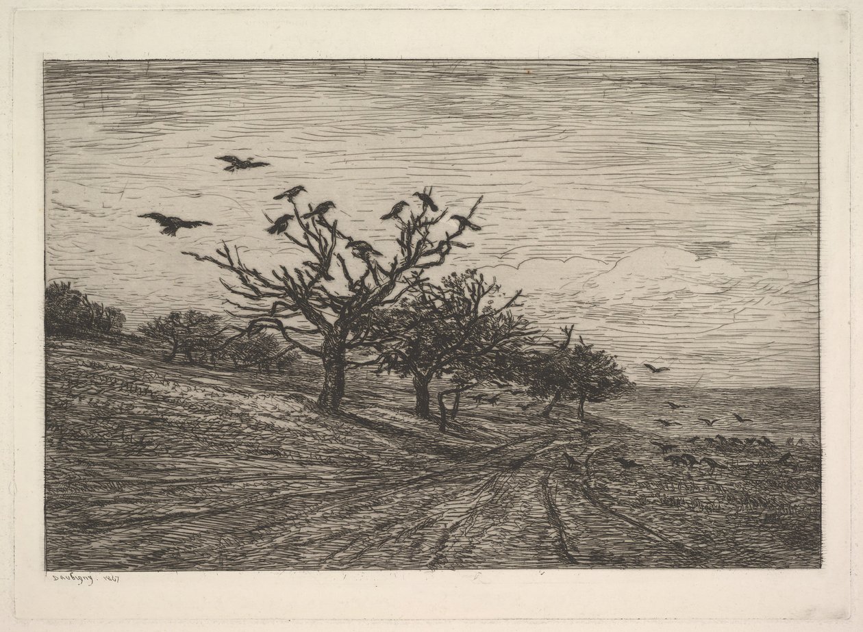 Arbre rempli de corbeaux - Charles Francois Daubigny