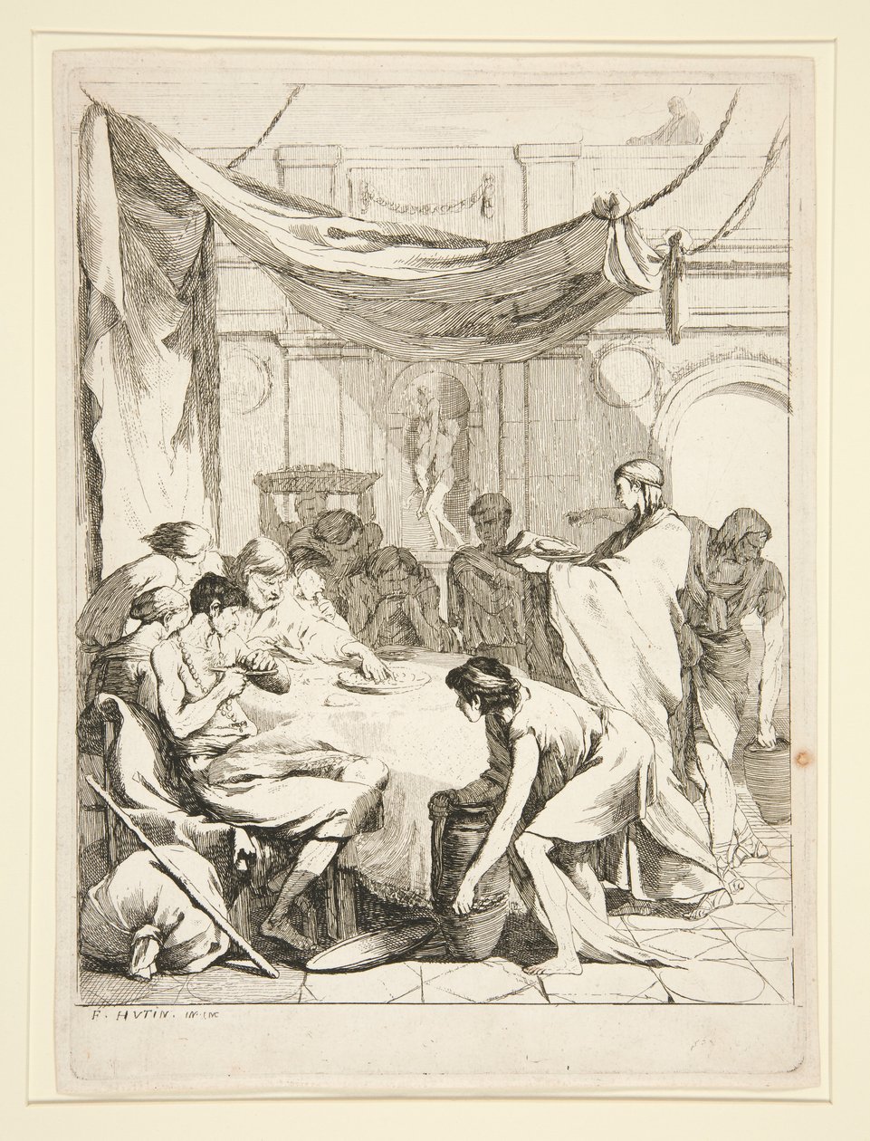 Nourrir les affamés, de la série Sept Œuvres de Miséricorde - Charles Francois Hutin