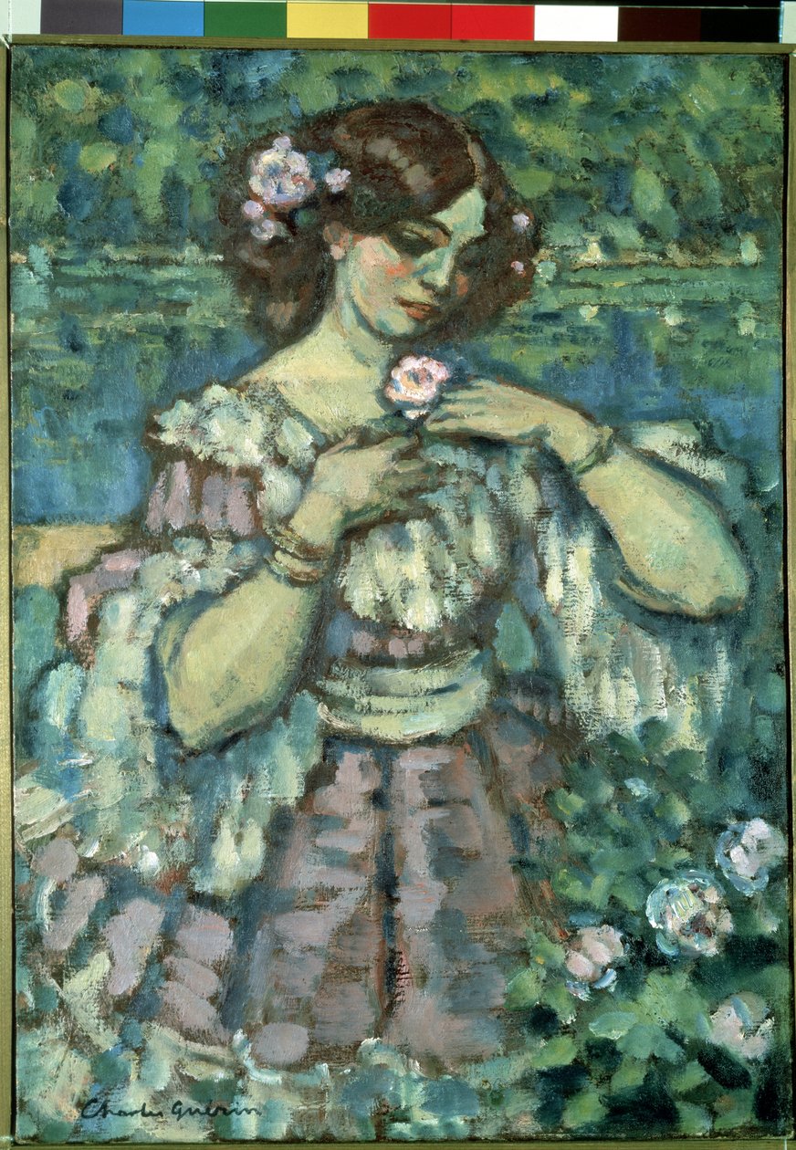 Fille à la rose - Charles Francois Prosper Guerin