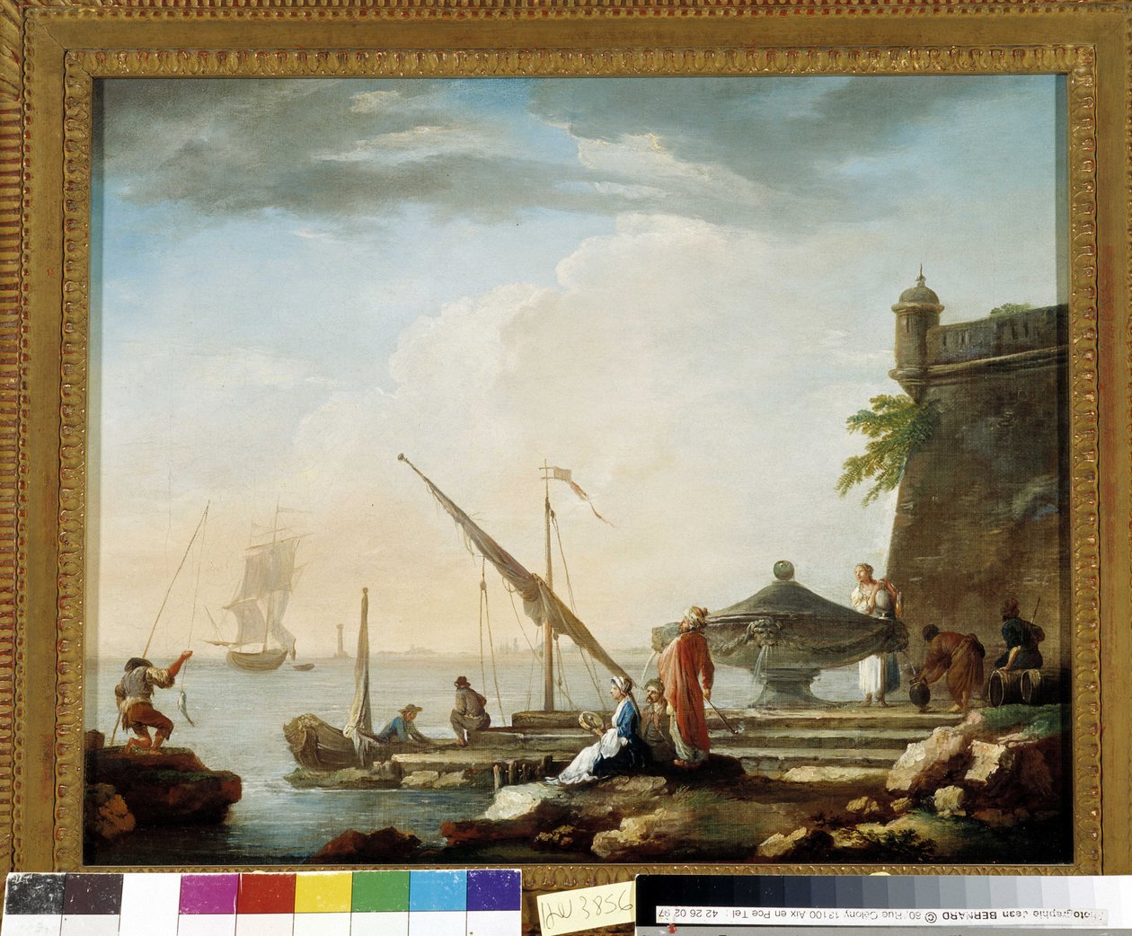 Port méditerranéen à la fontaine - Charles François Grenier de Lacroix