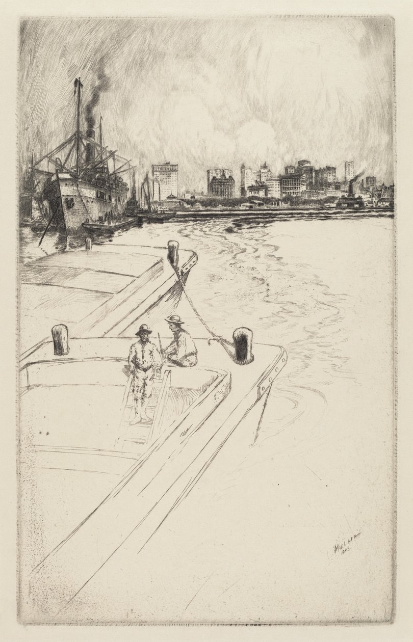 New York depuis le port - Charles Frederick William Mielatz