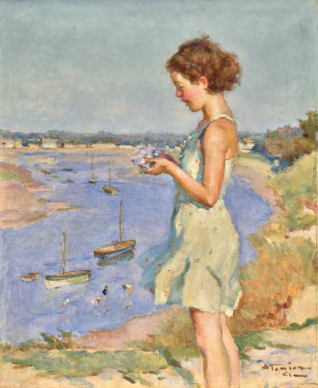 Jeune fille avec un hortensia bleu, Saint-Gilles-Croix-de-Vie - Charles Garabed Atamian