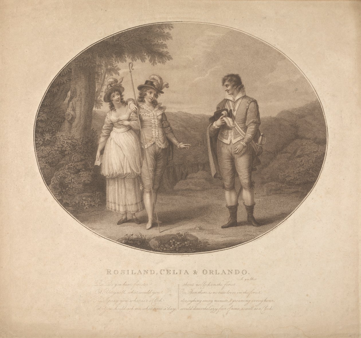 Rosalind, Celia et Orlando - "Comme il vous plaira", Acte III, Scène II - Charles Gauthier Playter