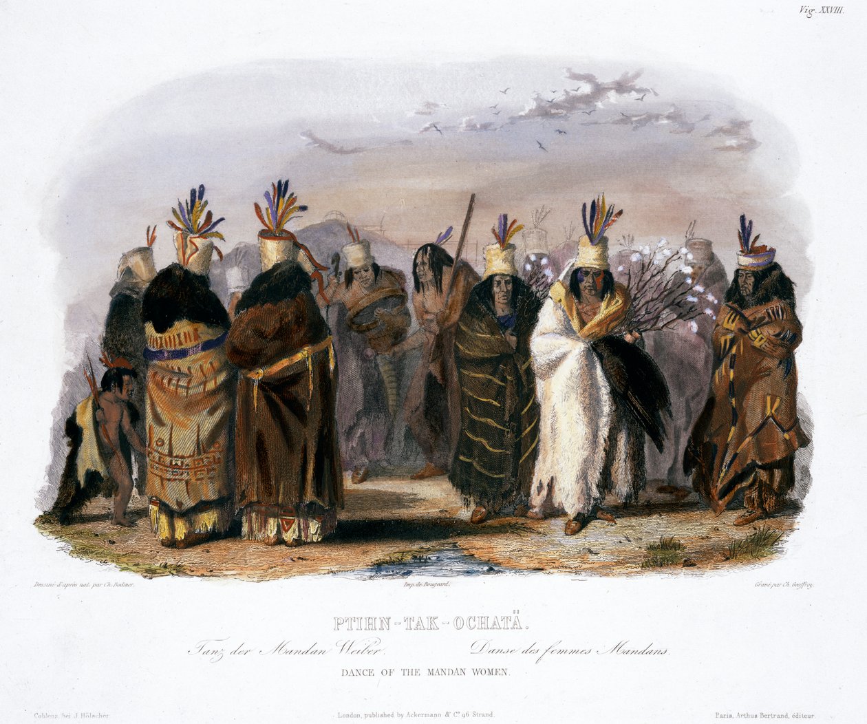 Ptihn-Tak-Ochata, danse des femmes Mandan - Charles Geoffroy