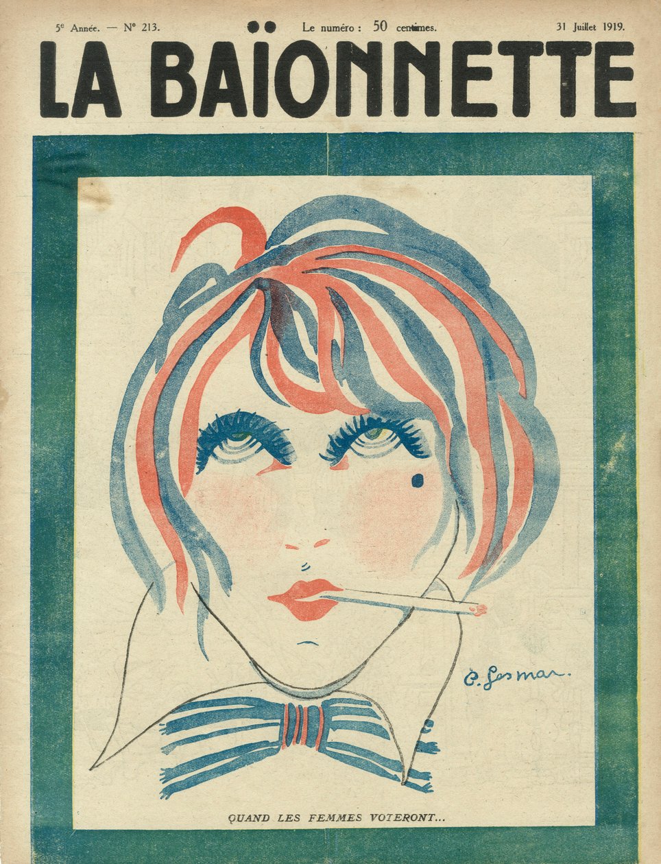 Couverture du journal "La Baionnette" du 31 juillet - Charles Gesmar