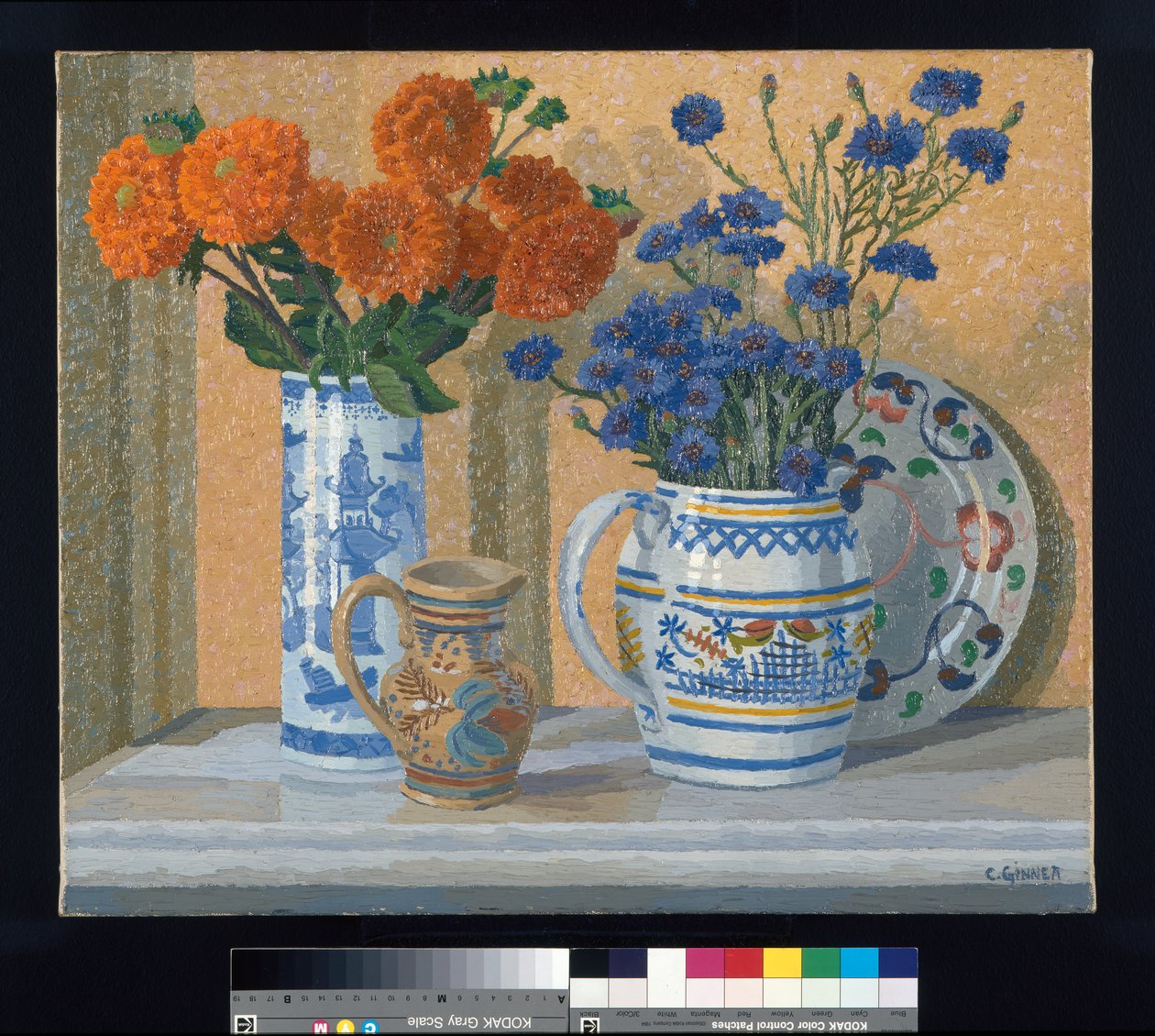 Dahlias et bleuets - Charles Ginner