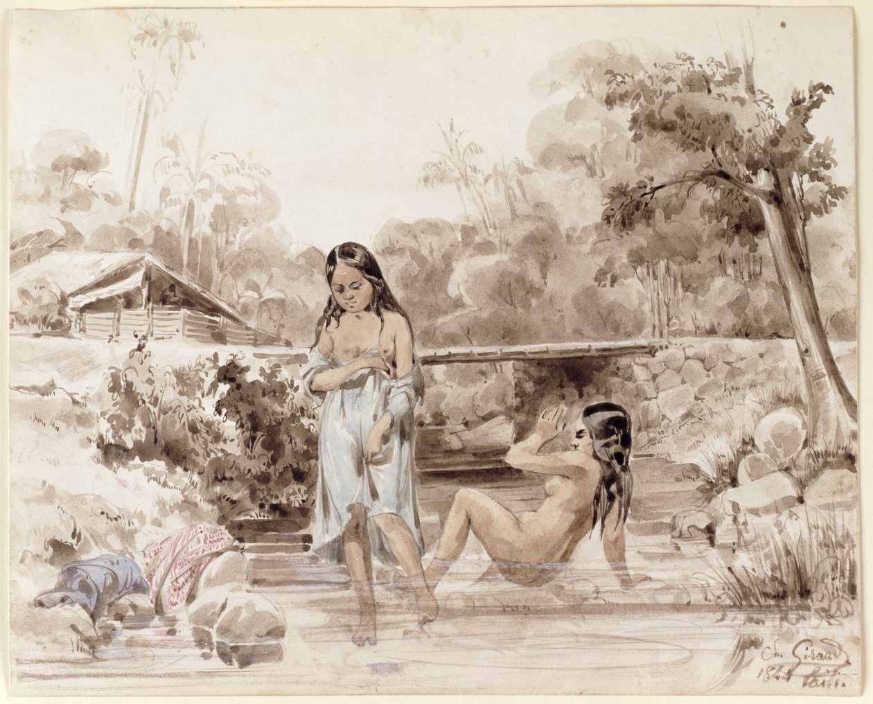 Tahitiens se baignant, 1844 - Charles Giraud