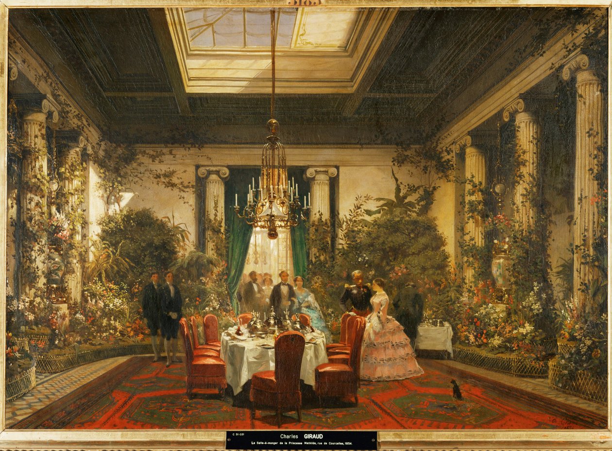 La salle à manger de la princesse Mathilde, fille du roi Jérôme, frère de Napoléon Ier ... (huile sur toile) - Charles Giraud
