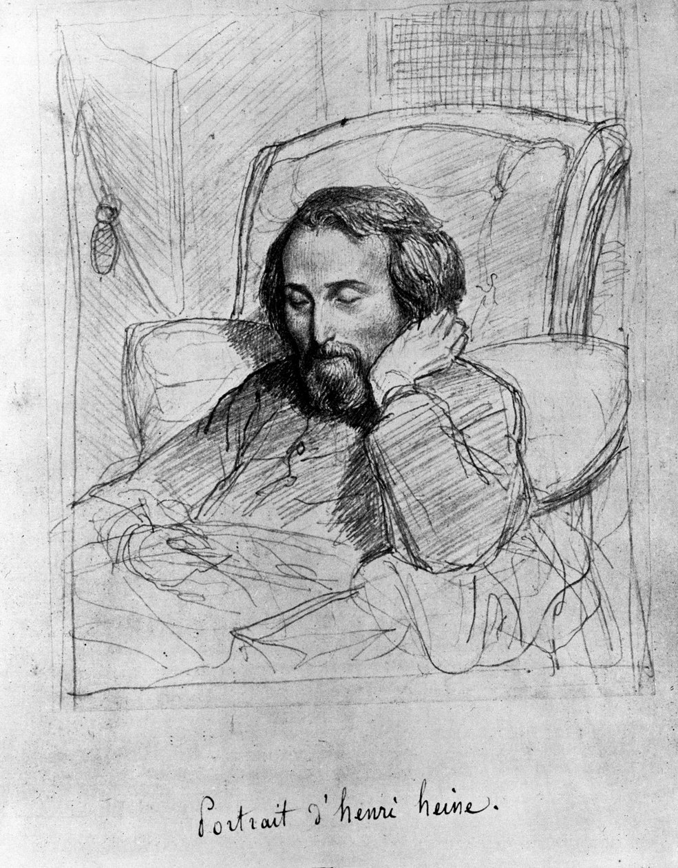 Heinrich Heine (1797-1856), écrivain allemand. Dessin de Charles Gleyre - Charles Gleyre