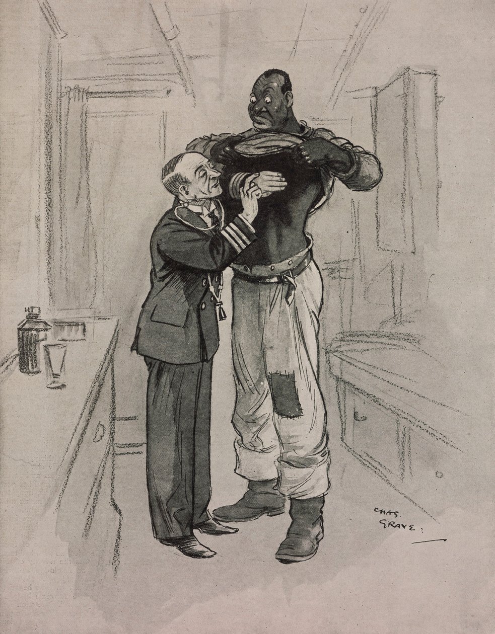 La peste noire, un hypocondriaque, dessin humoristique par Chas Grave (1886-1944) de The Tatler, No 1415, 8 août - Charles Grave
