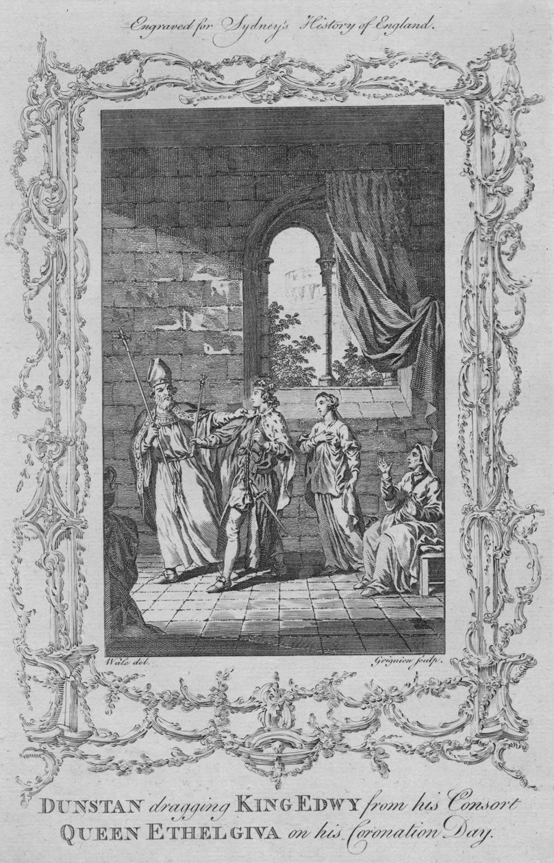 Dunstan traînant le roi Edwy de sa consort la reine Ethelgiva le jour de son couronnement, 1773 - Charles Grignion