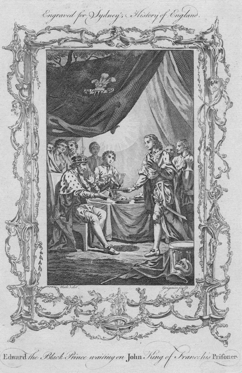 Édouard le Prince Noir servant Jean Roi de France son prisonnier, 1773 - Charles Grignion