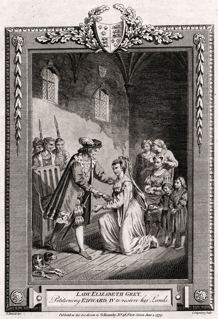 Lady Elizabeth Grey, suppliant Édouard IV de lui restituer ses terres - Charles Grignion