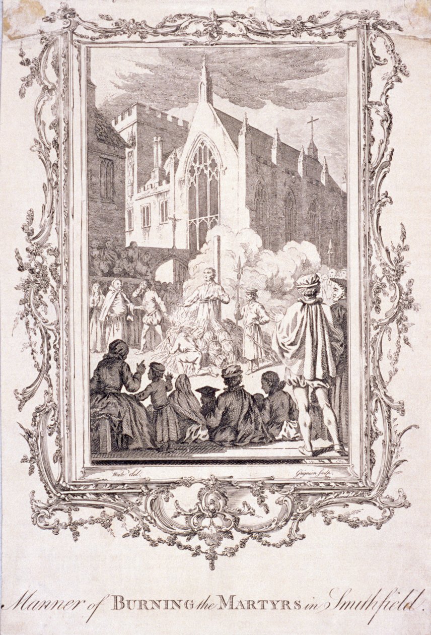 Scène de protestants brûlés à Smithfield, 16ème siècle - Charles Grignion