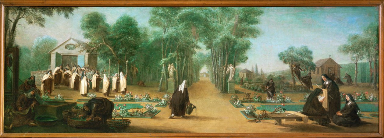 Les carmélites dans le jardin (peinture) - Charles Guillot