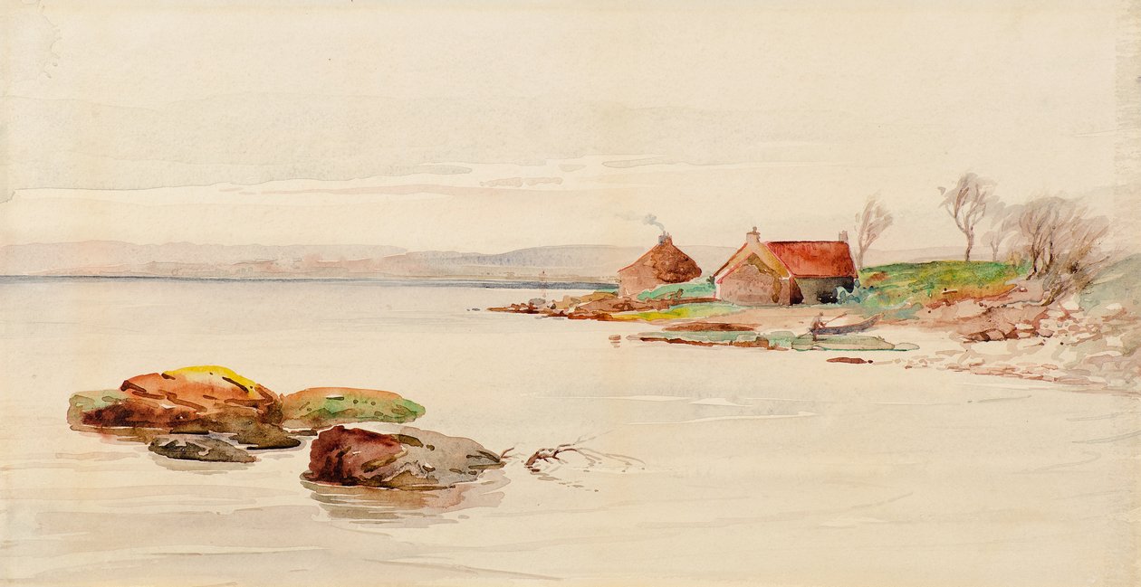 Scène côtière avec cottages - Charles Gustav Louis Phillips