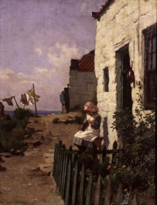 À la porte du cottage - Charles Haigh Wood