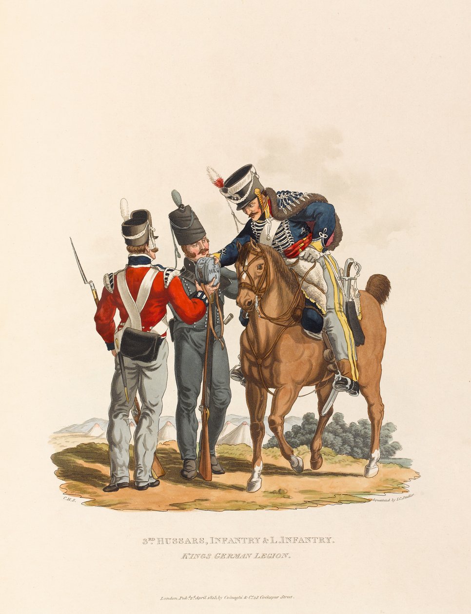 3e Hussards, Infanterie et Infanterie légère. Légion allemande du roi, vers 1815 - Charles Hamilton (after) Smith