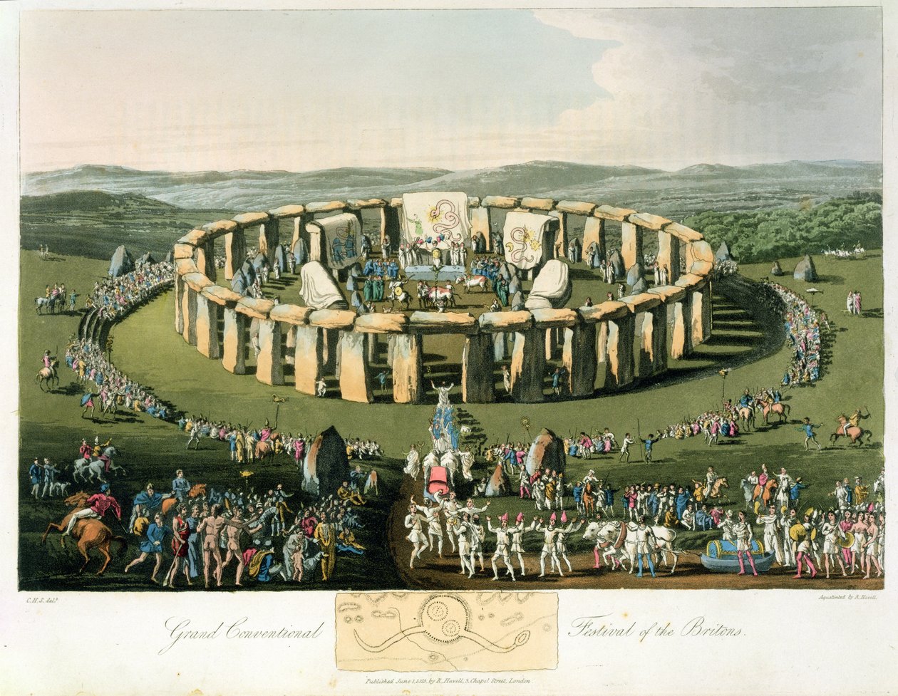 Grand festival conventionnel des Bretons, aquatinte et publié par Robert Havell (1769-1832) 1815 (aquatinte) - Charles Hamilton Smith