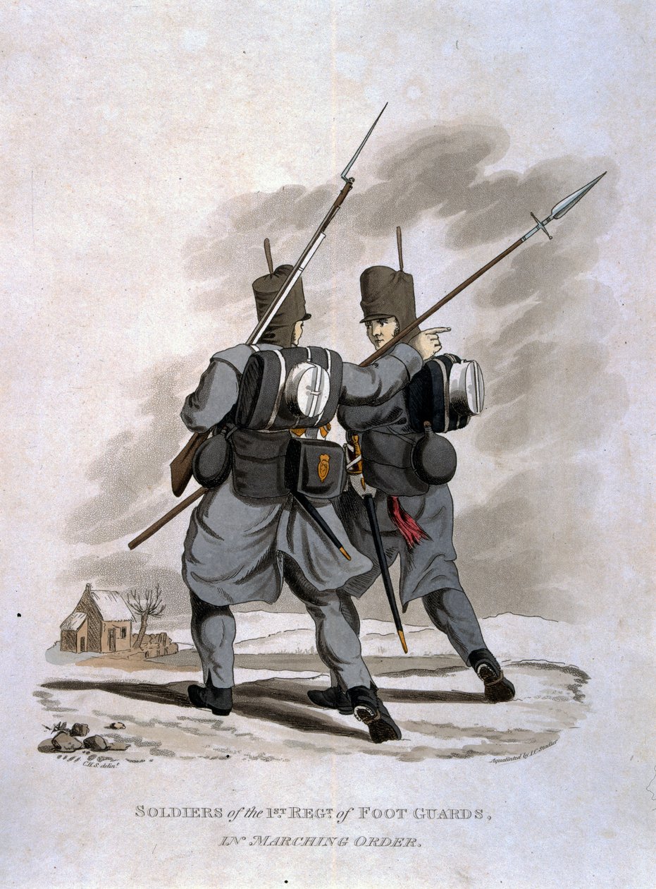 Soldats du 1er Régiment de Foot Guards en ordre de marche, tiré de 