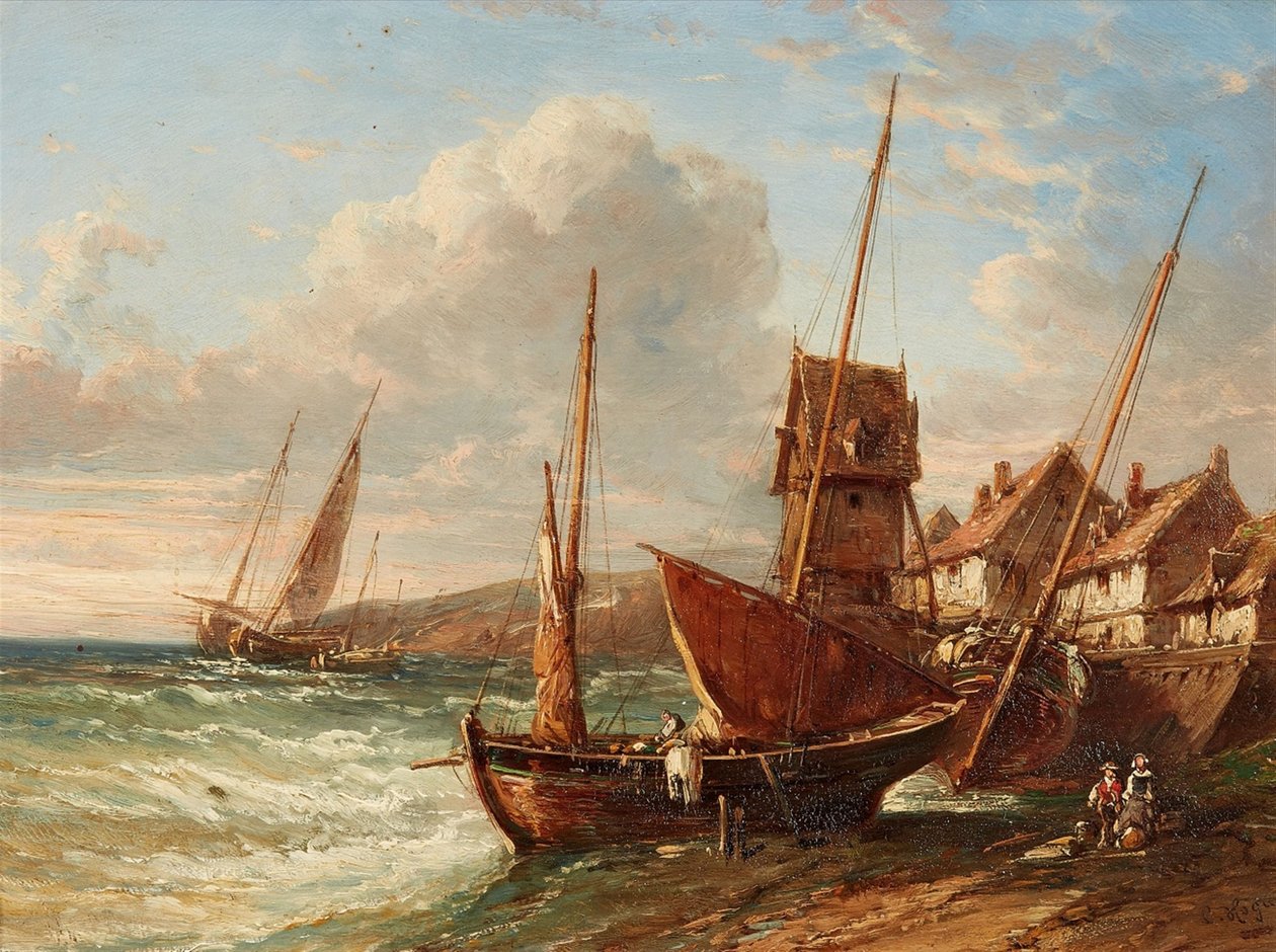 French : Sur la côte bretonne On the Breton Coast - Charles Hoguet