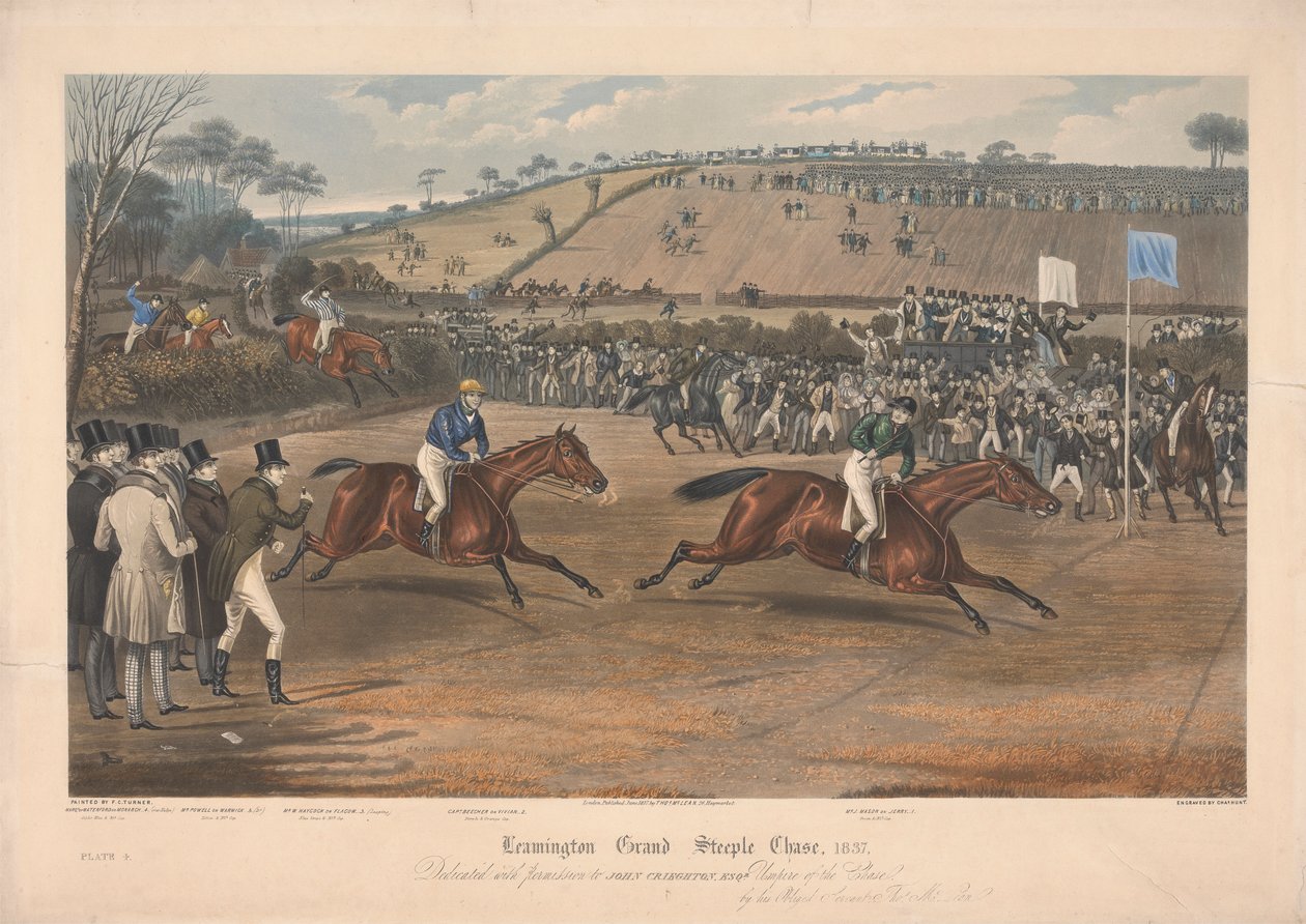 Une de quatre : Leamington Grand Steeple Chase ... 1837. Planche 4. Marqs de Waterford sur Monarch ... - Charles Hunt