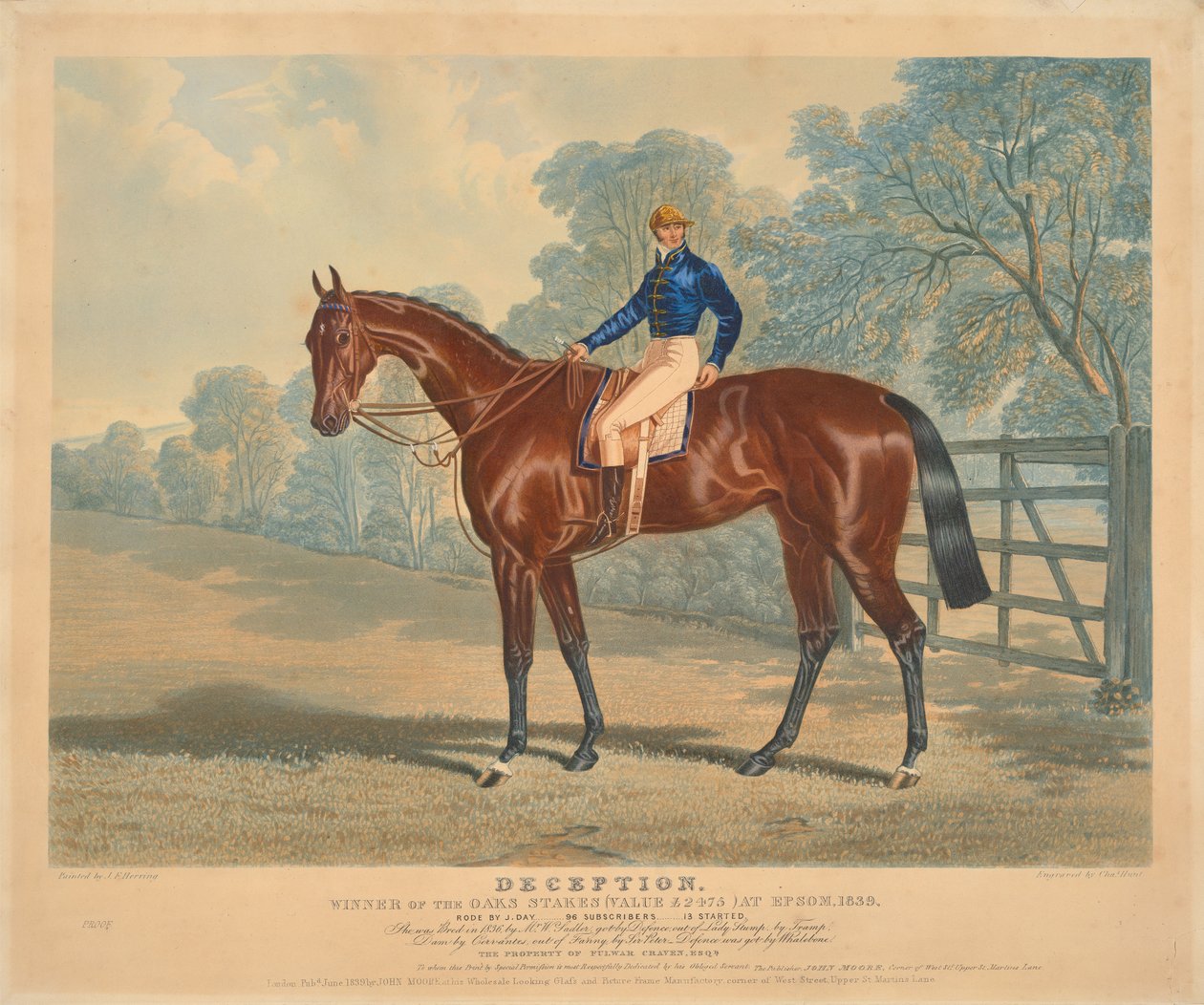 [Rennen]: "Deception", Gewinner der Oaks Stakes in Epsom, 1839, geritten von J. Day - Charles Hunt