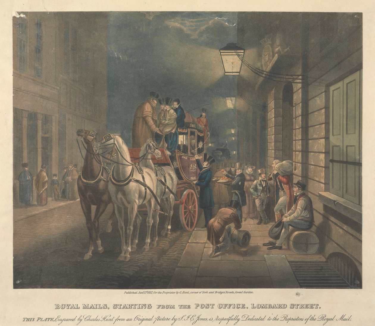 Courriers royaux, départ du bureau de poste, Lombard Street - Charles Hunt