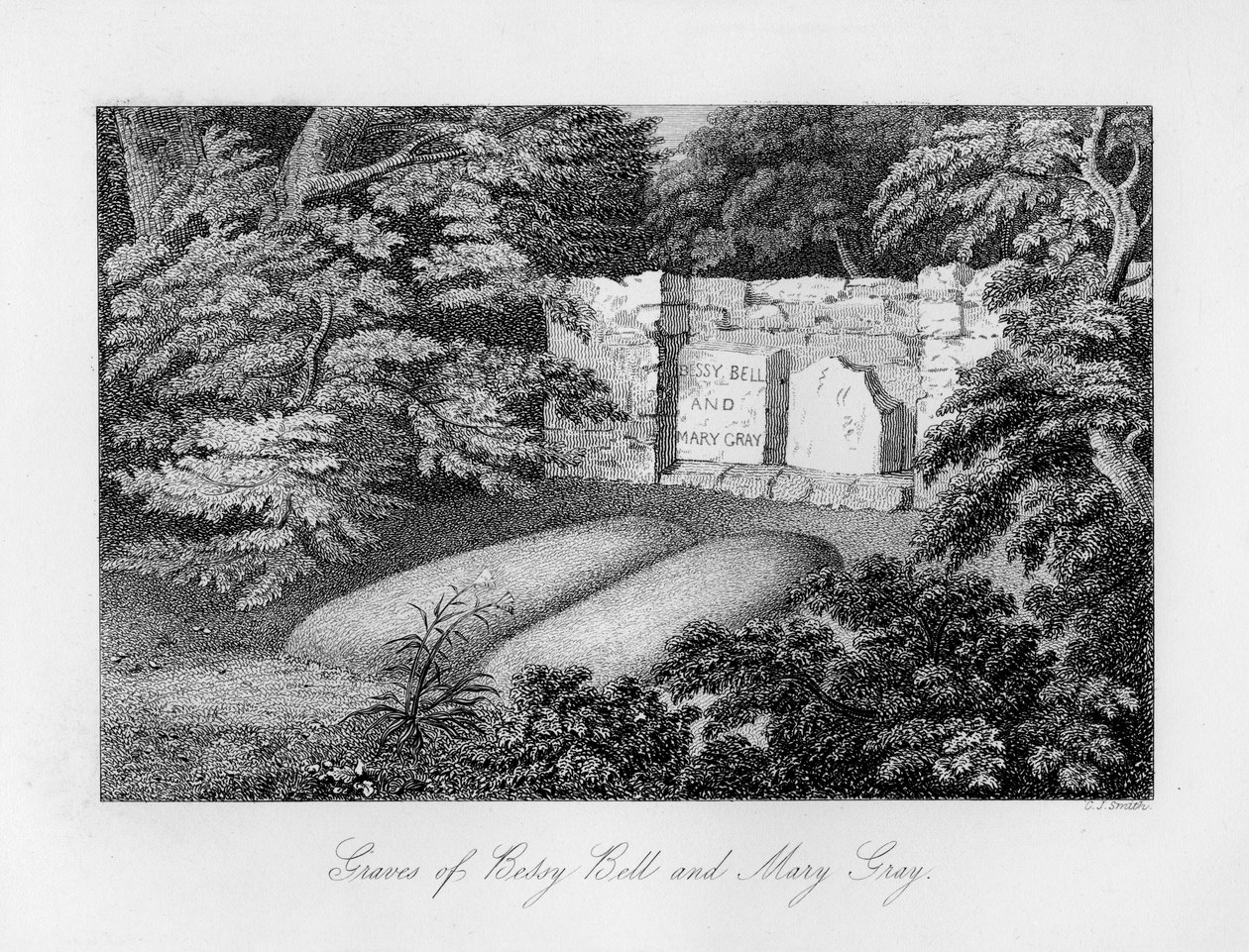 Tombe de Bessy Bell et Mary Gray, près de Perth, 1840 - Charles J. Smith