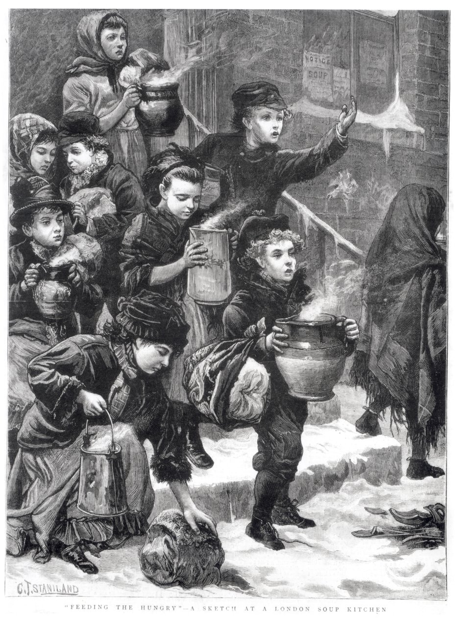 Nourrir les affamés, une soupe populaire à Londres, 1880 - Charles J. Staniland