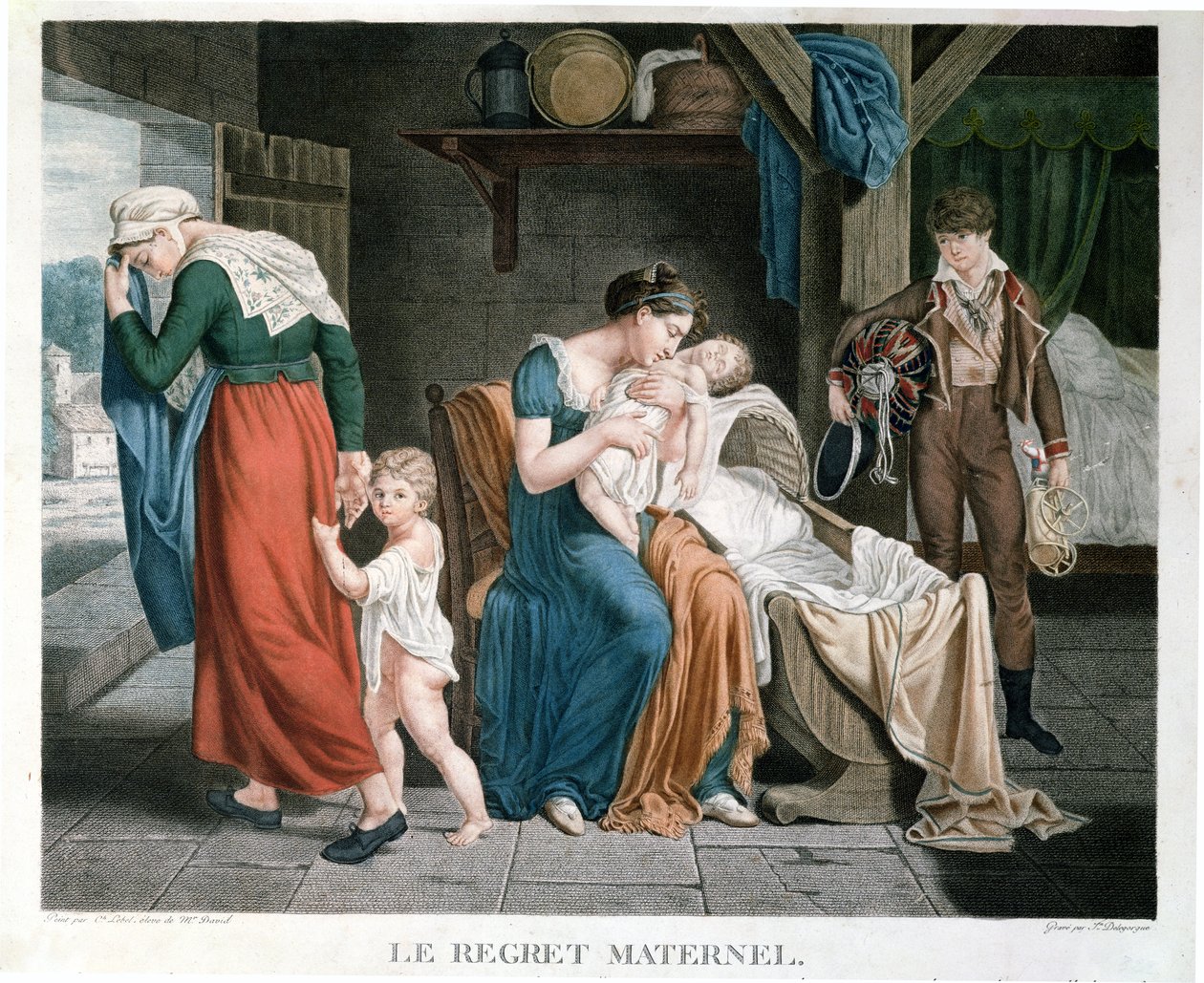 La mort du bébé confié à une nourrice, gravée par Delegorgue - Charles Jacques Lebel
