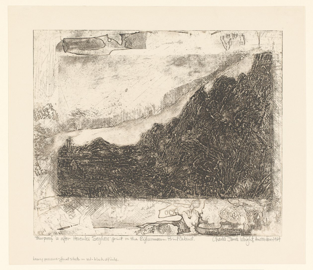 Paysage rocheux avec routes et rivière - Charles James Wright (signed by artist)