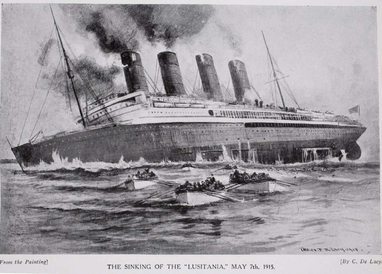 Le naufrage du Lusitania, 7 mai 1915, illustration tirée de 