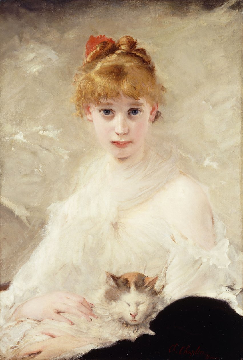Jeune Fille avec Chat - Charles Joshua Chaplin