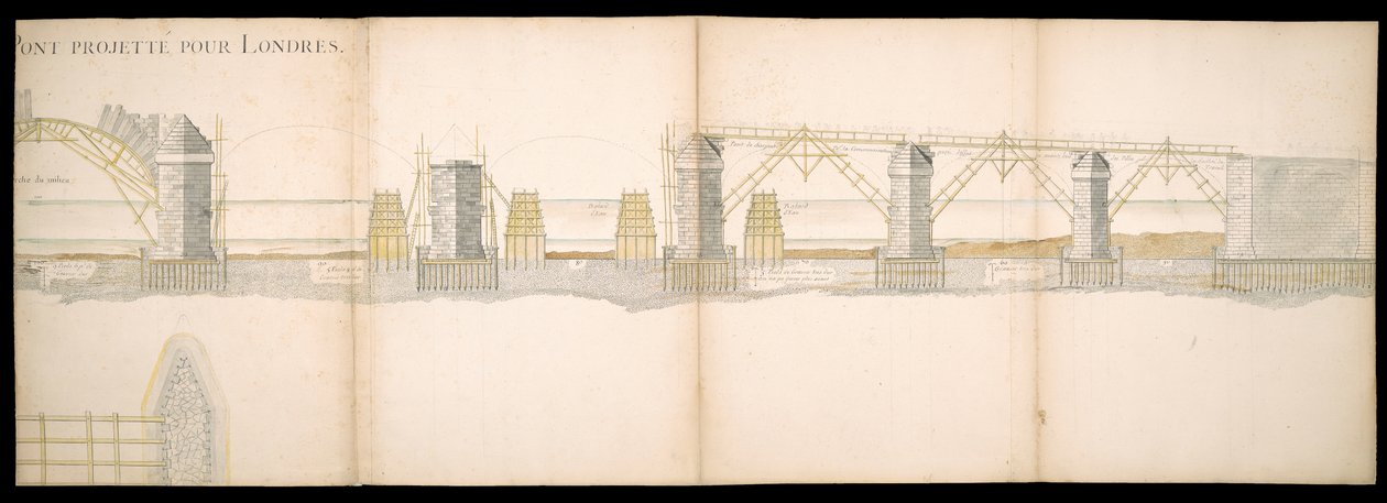 Conceptions du pont projeté sur la Tamise à Londres, BL Maps C.49.e.76 - Charles Labelye