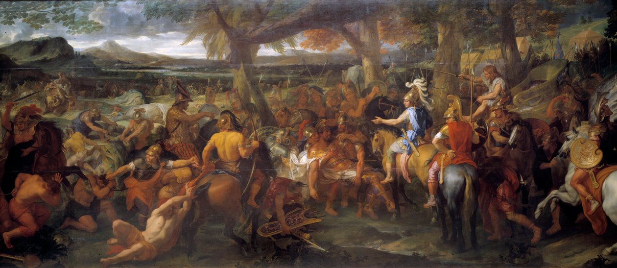 Alexandre et Porus. En 327 av. J.-C., Alexandre le Grand poursuit sa conquête vers la vallée de l