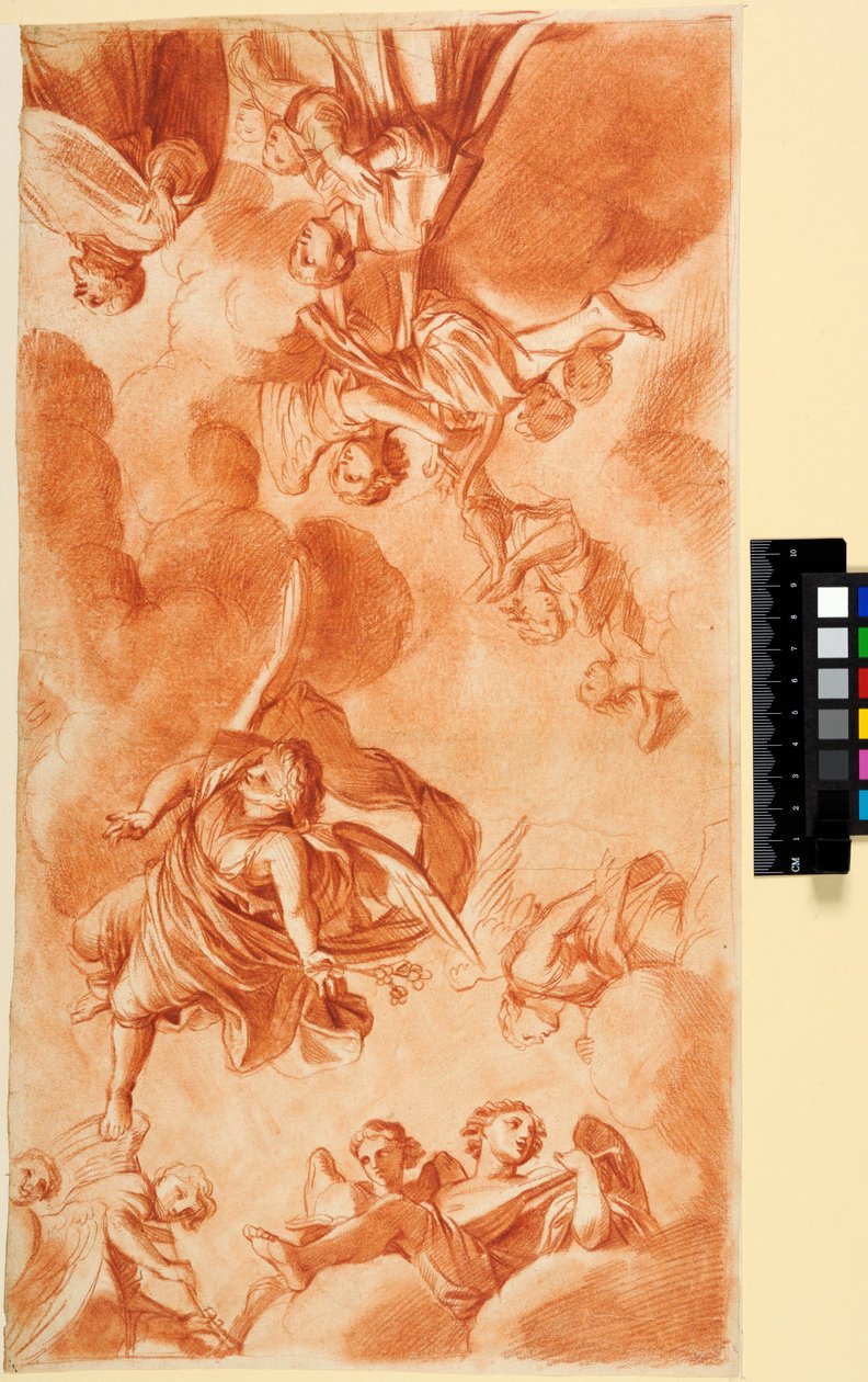 Deckengestaltung mit Engeln und Anbetern. Für die Chapelle du Séminaire in Saint-Sulpice, Paris - Charles Le Brun
