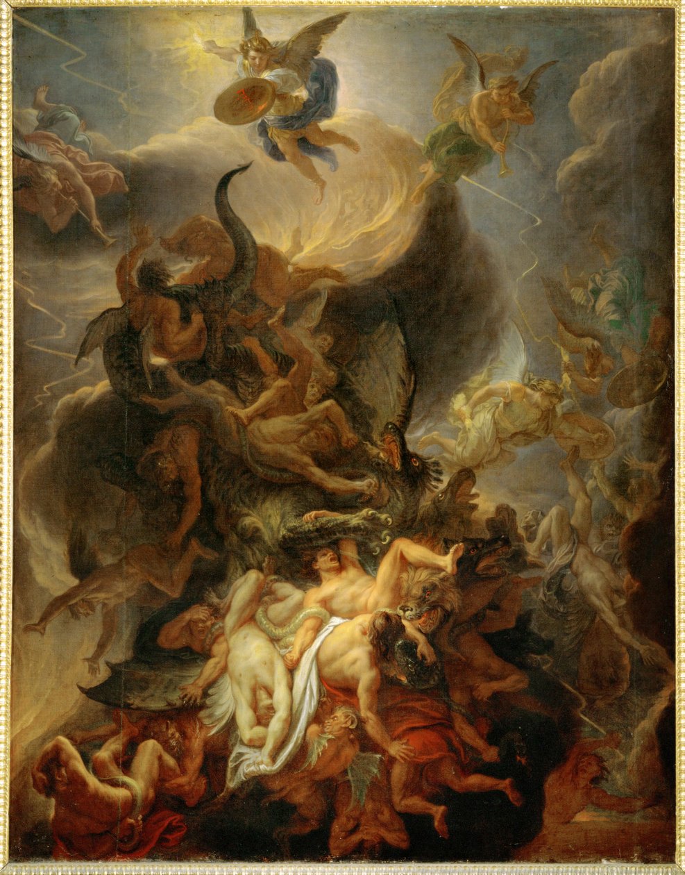 La chute des anges rebelles (peinture sur toile) - Charles Le Brun