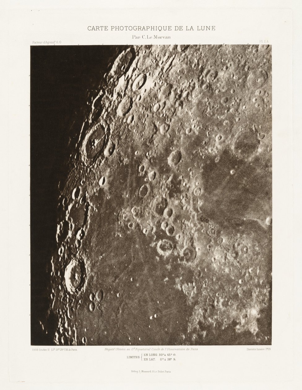 Carte photographique de la lune, planche I.A (Photographic Chart of the Moon, plate I.A),11 octobre - Charles le Morvan