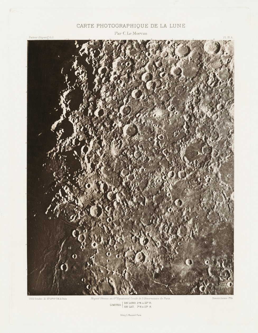 Carte photographique de la lune, planche III.A (Photographic Chart of the Moon, plate III.A),October 21 - Charles le Morvan
