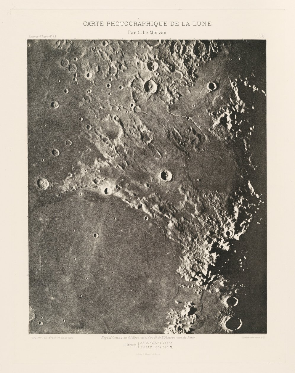 Carte photographique de la lune, planche IX (Photographic Chart of the Moon, plate IX),April 27 - Charles le Morvan