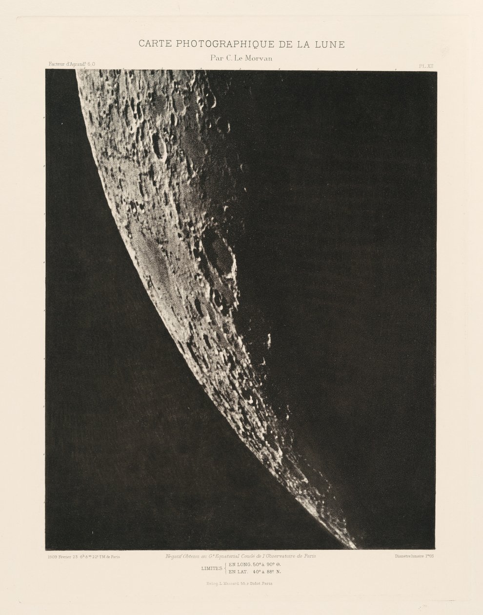Carte photographique de la lune, planche XII (Photographic Chart of the Moon, plate XII),23 février - Charles le Morvan