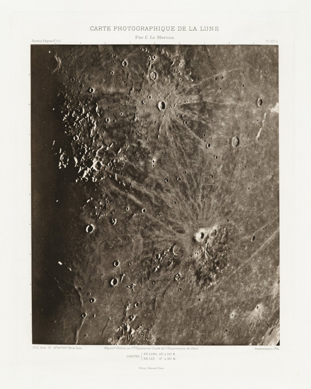 Carte photographique de la lune, planche XIV.A (Photographic Chart of the Moon, plate XIV.A),August 27 - Charles le Morvan