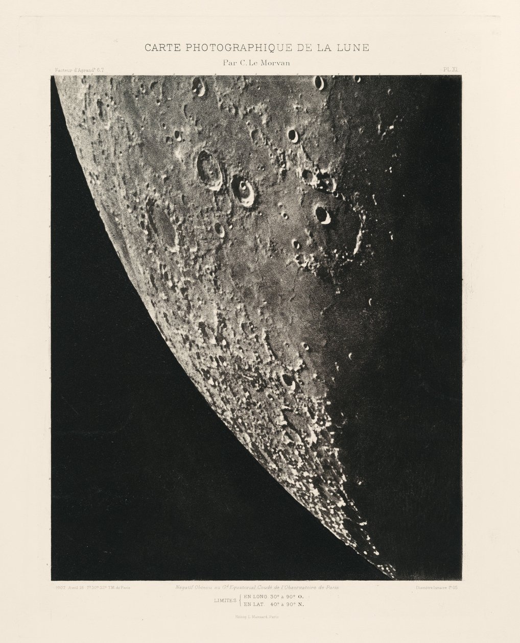 Carte photographique de la lune, planche XI (Photographic Chart of the Moon, plate XI),April 18 - Charles le Morvan