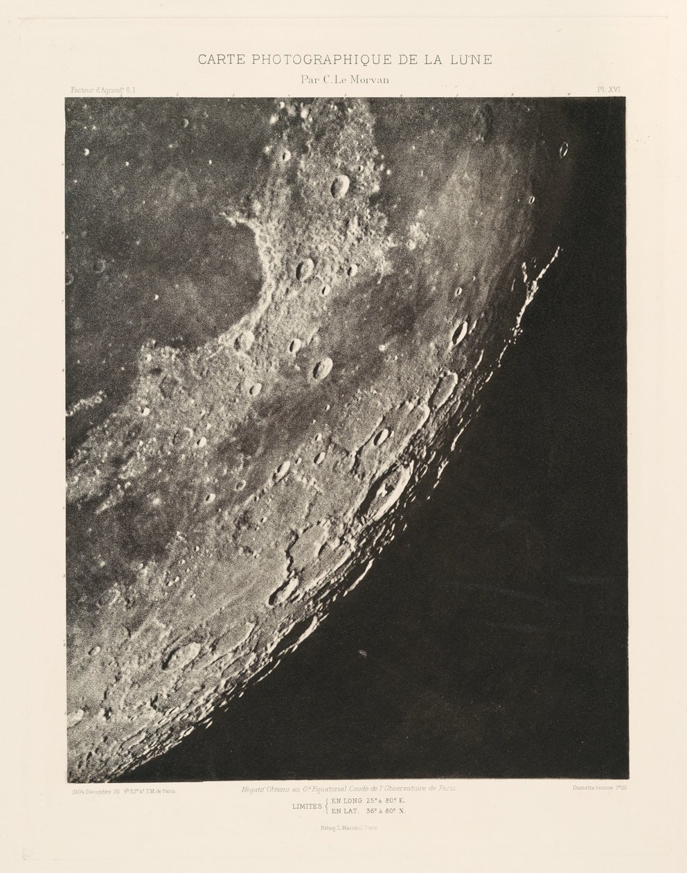 Carte photographique de la lune, planche XVI (Photographic Chart of the Moon, plate XVI),December 20 - Charles le Morvan
