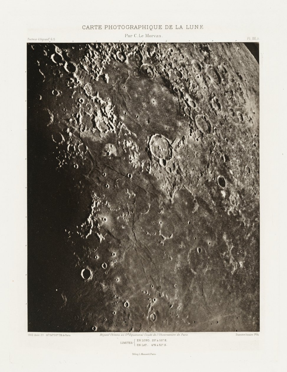 Carte photographique de la lune, planche XX.A (Photographic Chart of the Moon, plate XX.A),August 27 - Charles le Morvan